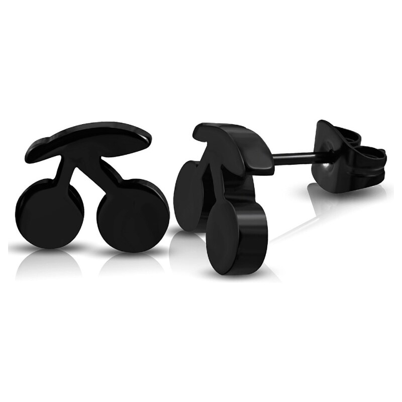 CITY STORM Dámske oceľové náušnice čerešničky čierne 66853562