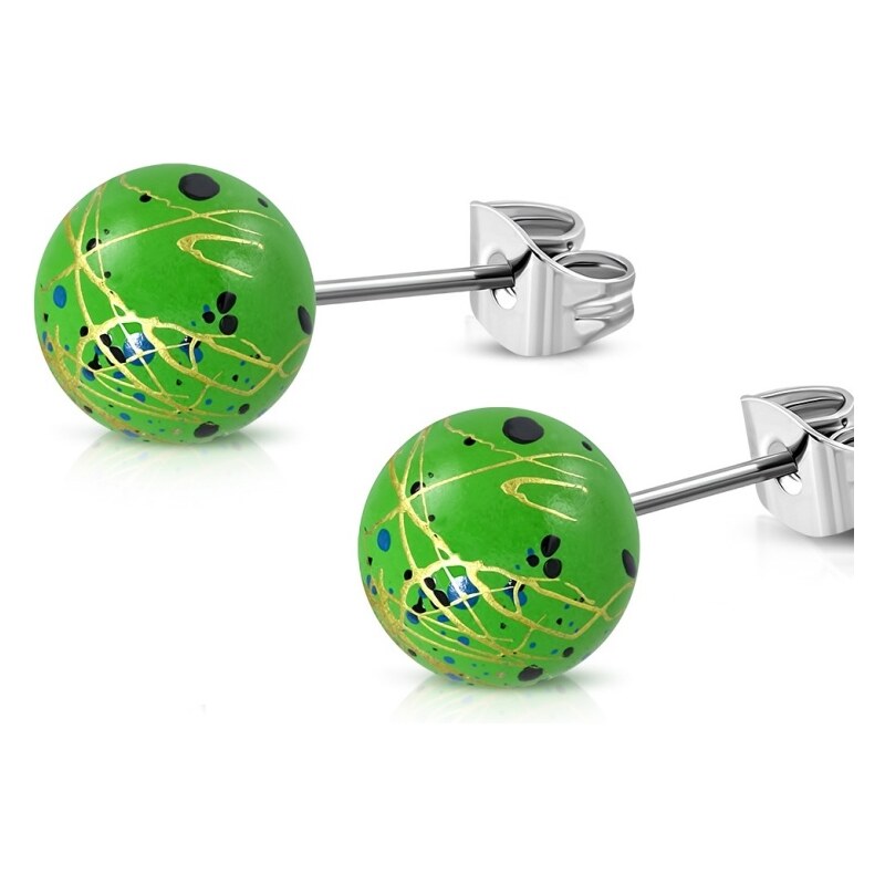 CITY STORM Dámske náušnice guličky zelené striekané 66853532