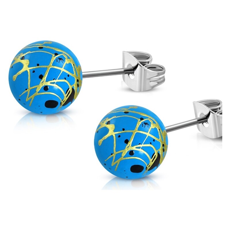 CITY STORM Dámske náušnice guličky modré striekané 66853531