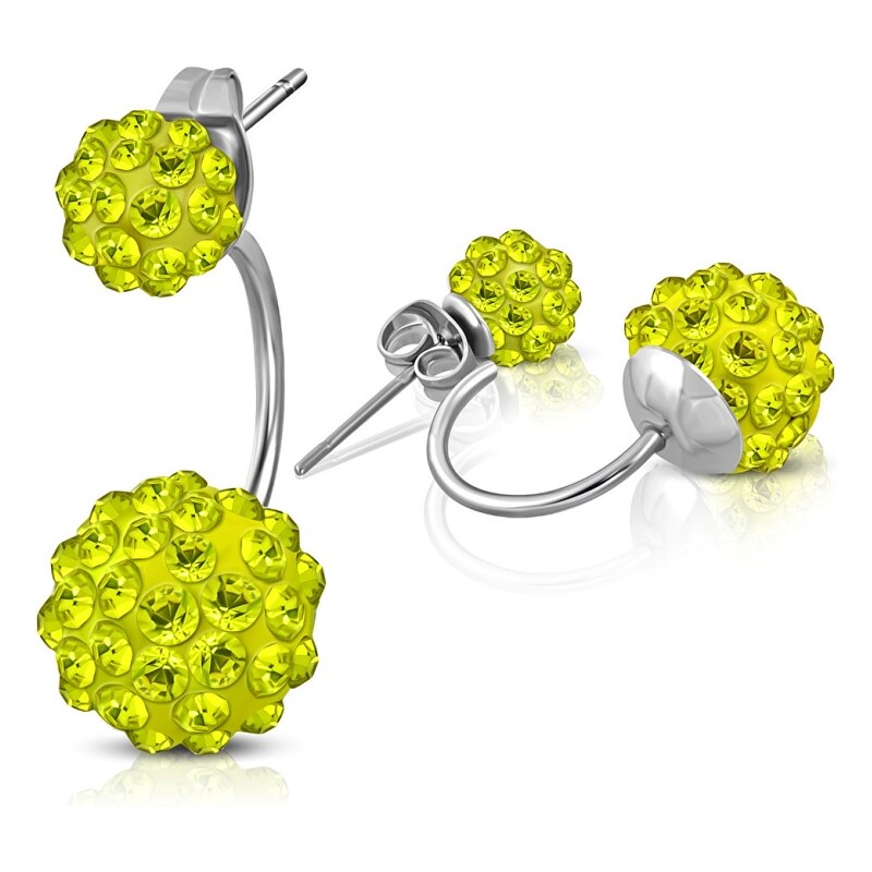 CITY STORM Dvojité náušnice Shamballa strieborno-žlté 66853597