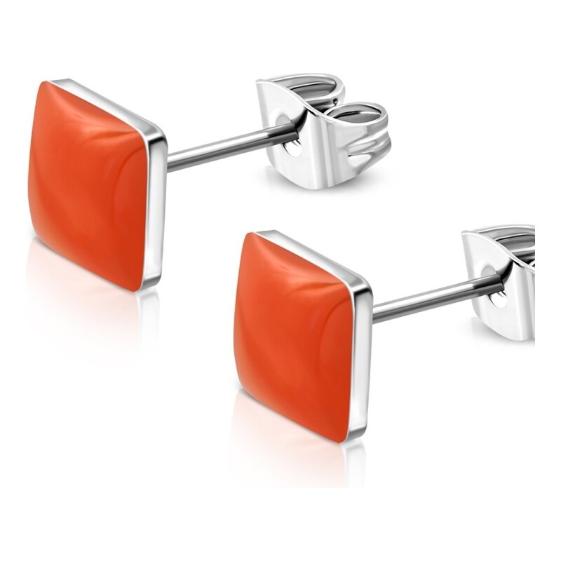 CITY STORM Náušnice z chirurgickej ocele štvorcové - oranžové 66853767