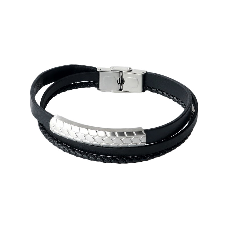 Sams Artisans Kožený náramok Tire Track chirurgická oceľ INRM057 66439280