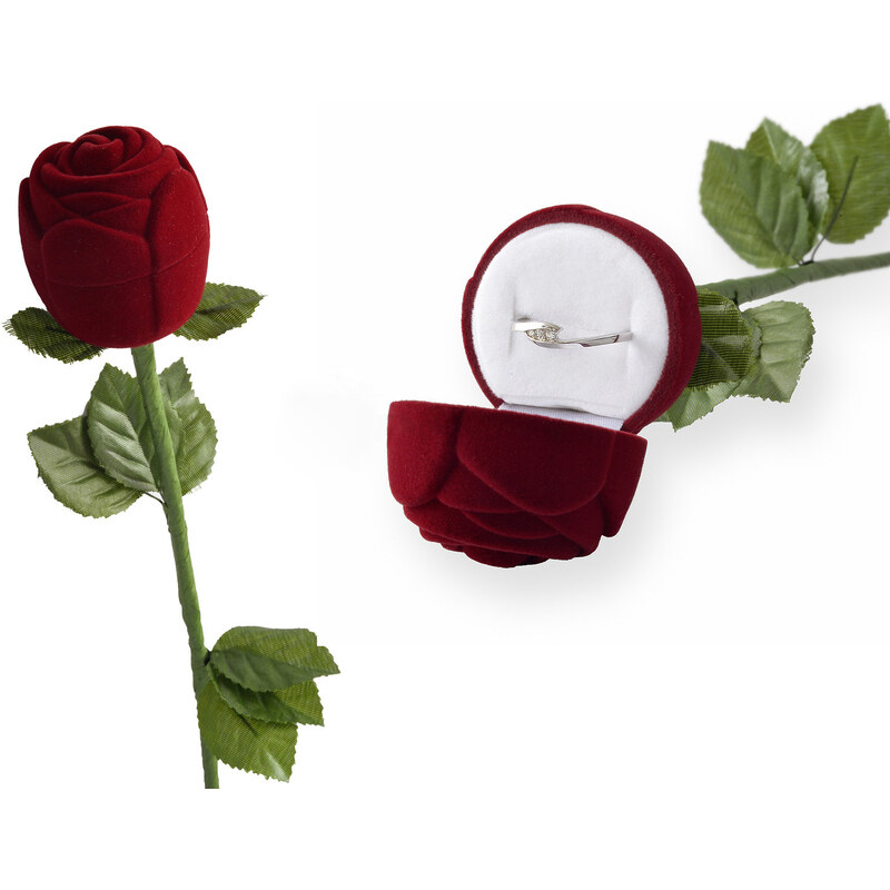 JKBOX Zamatová krabička ruža z lásky na prsteň alebo napichovacie náušnice IK024