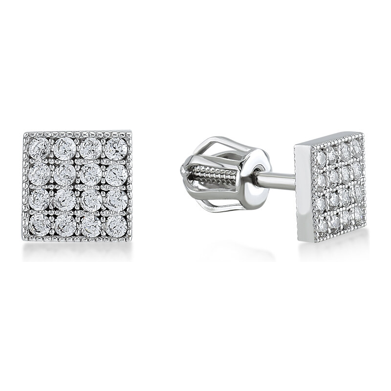 Lillian Vassago Štvorcové náušnice z bieleho zlata zdobené zirkónmi 22759660