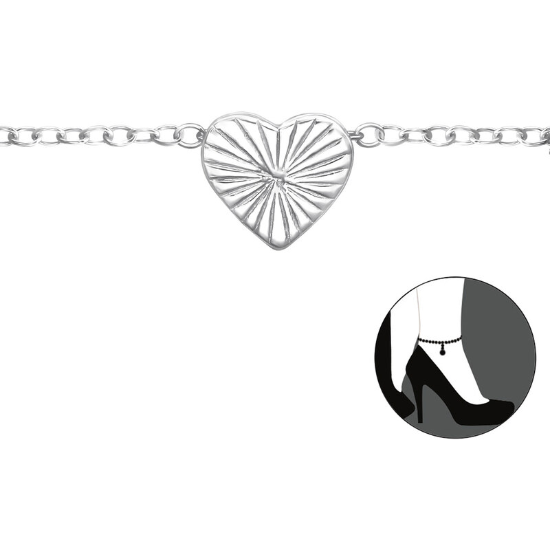 all4Silver Strieborná retiazka na nohu Srdce M31118-A4S 21333381