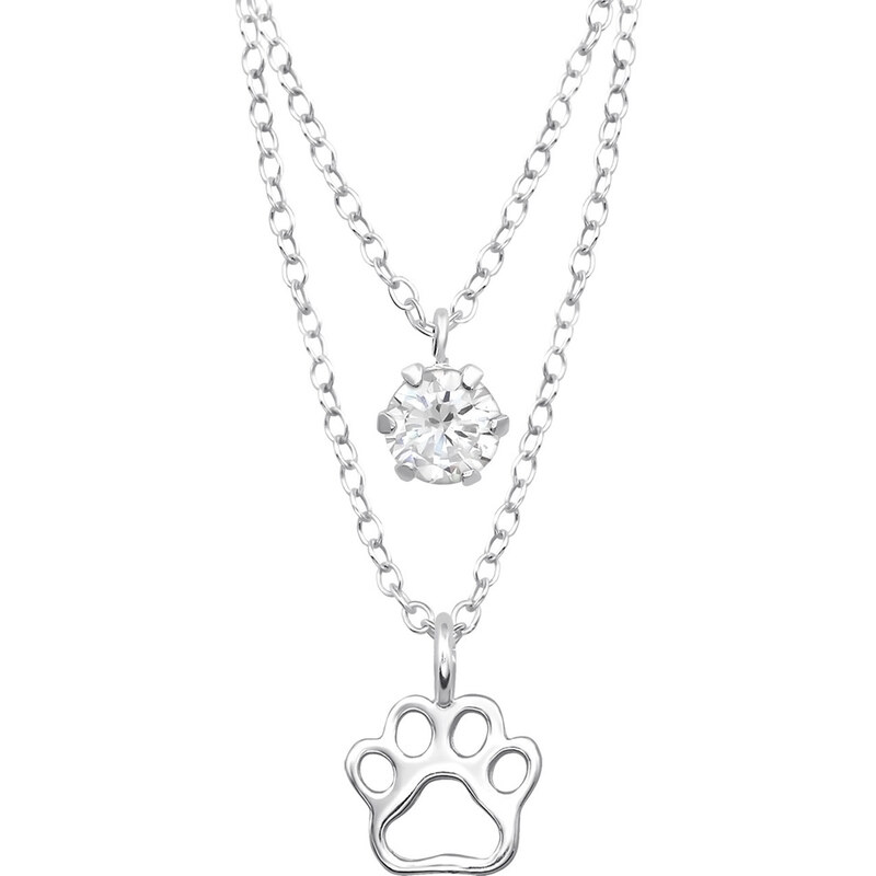 all4Silver Vrstvený streiborný náhrdeľník Labka M33005-A4S 21333402