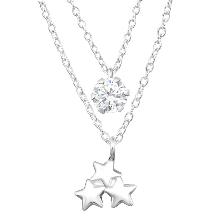 all4Silver Vrstvený strieborný náhrdeľník Hviezdy M33019-A4S 21333404