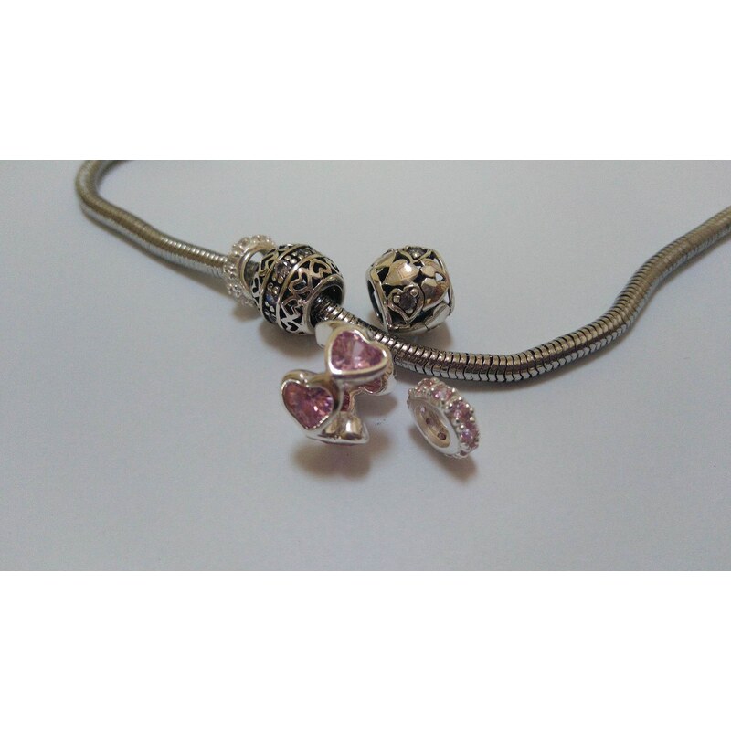 all4Silver strieborná korálka koliesko ružový zirkón A4S7487 21333479