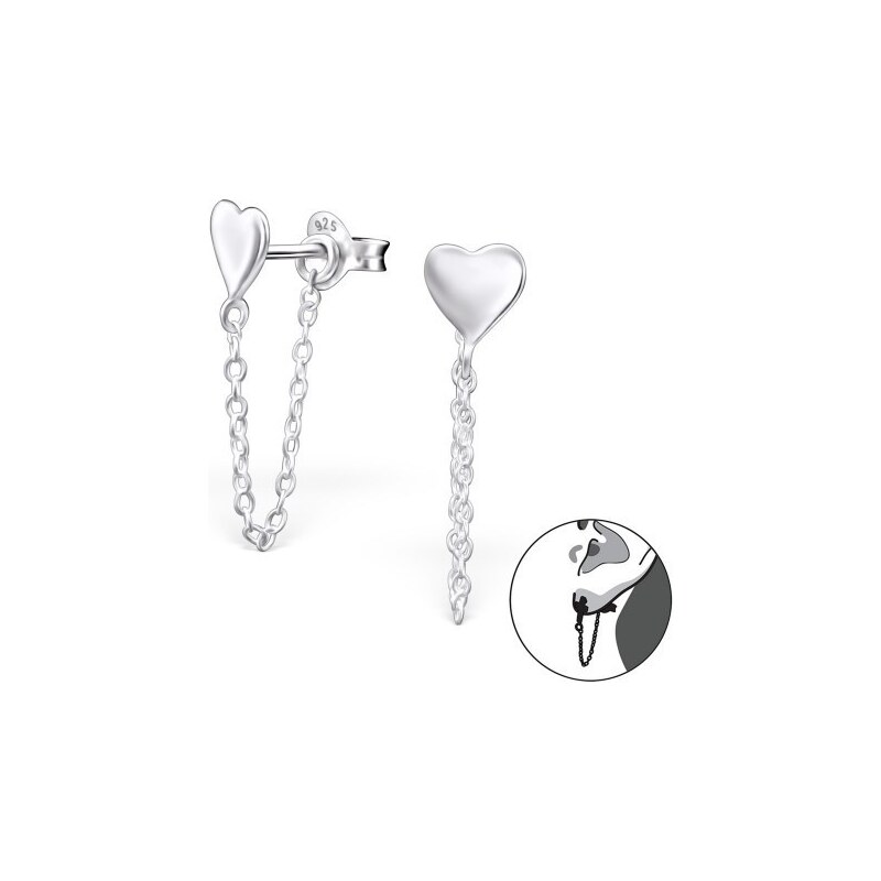 all4Silver Strieborné obojstranné náušnice Srdce A4S26675 21333499