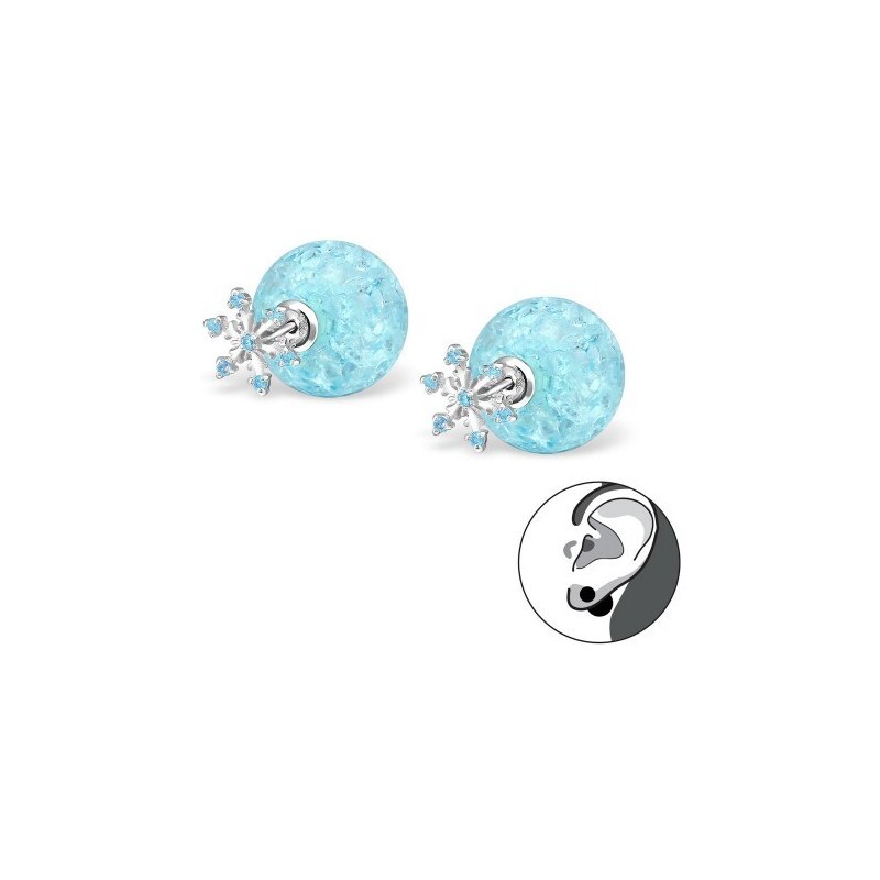 all4Silver Strieborné náušnice Snehová vločka, Modrá A4S30835 21333508