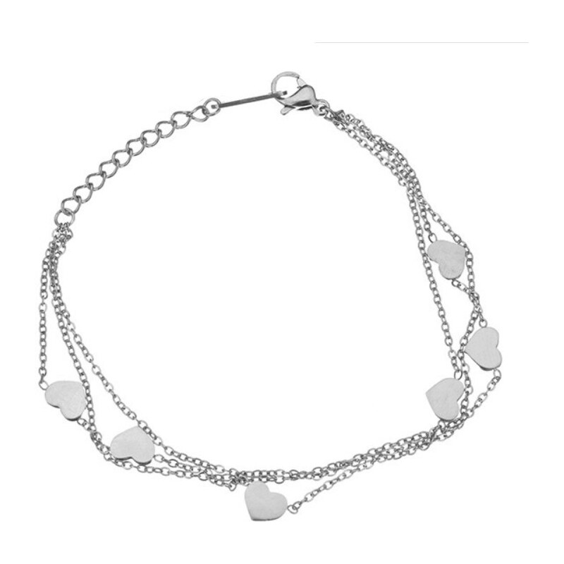Šperky4U Dvojitý oceľový náramok zdobený srdiečkami OPA1499 21333513