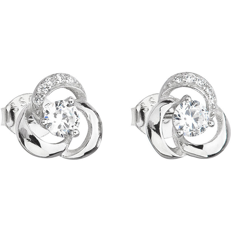 Evolution Group Strieborné napichovacie náušnice so zirkónom v bielej 21333724