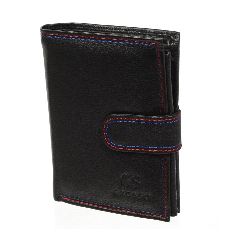 Čierna pánska kožená peňaženka so zápinkou v krabičke GROSSO 21334437