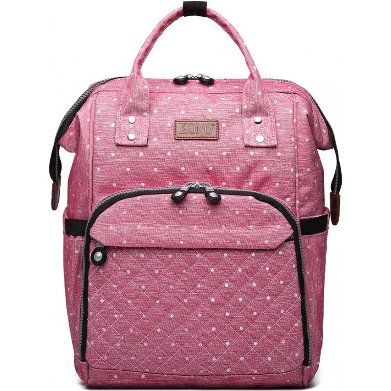 Kono batoh pre mamičky vhodný aj na kočík ružový bodkovaný 21334502