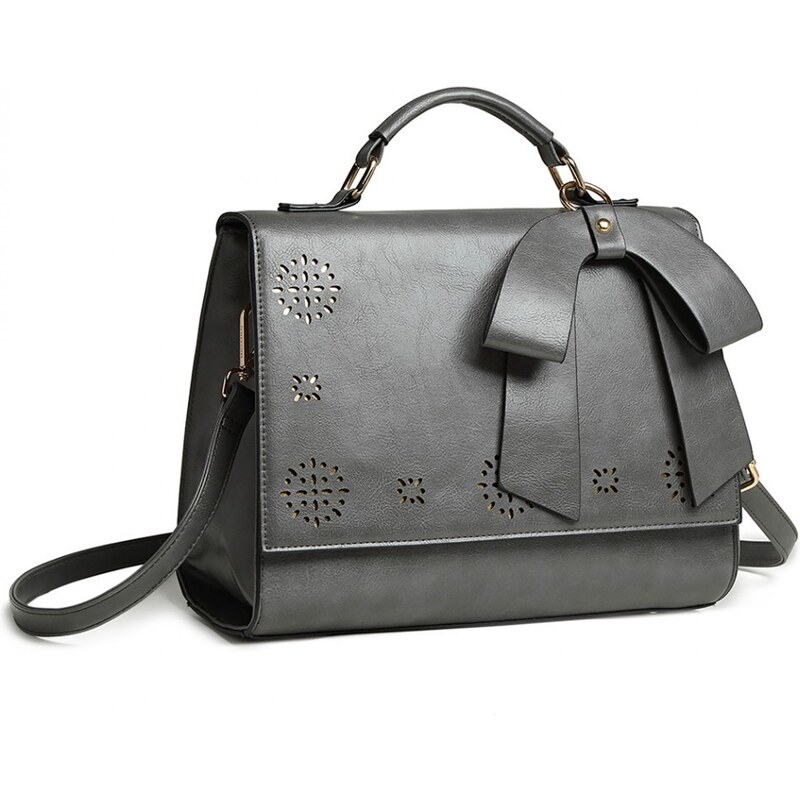 Sivá elegantná dámska kabelka s perforovaným vzorom Miss Lulu 21334518