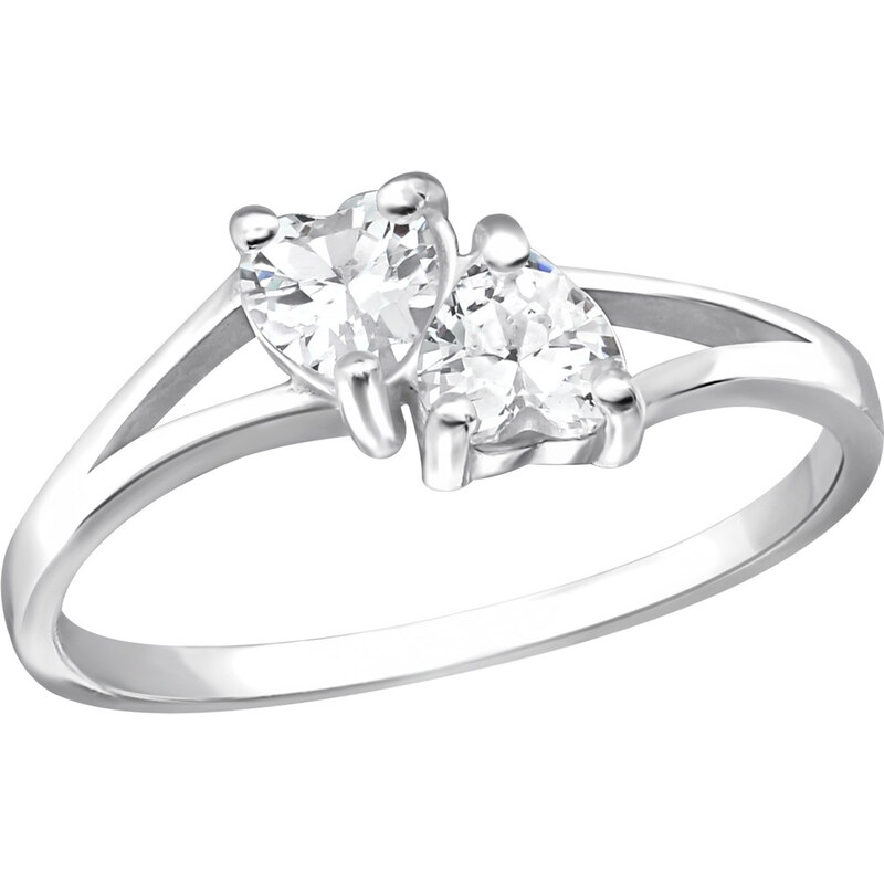 all4Silver Strieborný prsťeň Dvojité srdce M23482-A4S 21334568