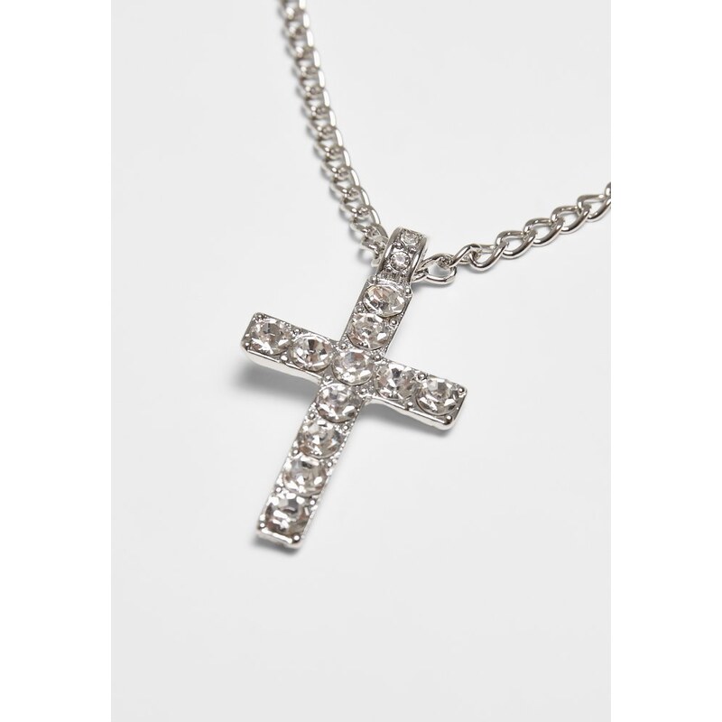 Diamond Cross Necklace - silver