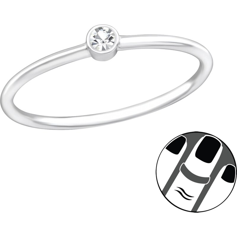 Olivie Strieborný midi prsteň s kryštálom 5782 31073068