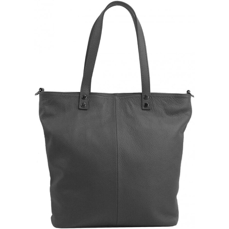 BORSE IN PELLE Kožená veľká dámska shopper kabelka Juliette tmavo sivá 45836436