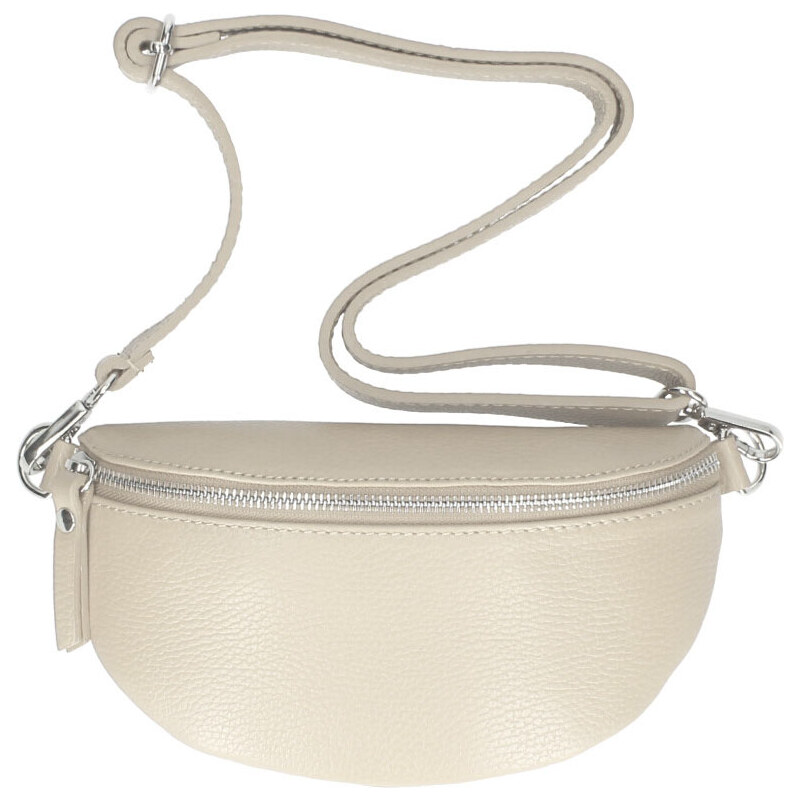 Vera Pelle Kožená dámska ľadvinka s upraviteľným popruhom Jean béžová 21425067