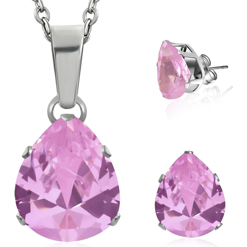 CITY STORM Set retiazka s príveskom a náušnice ružová kvapka 66889460