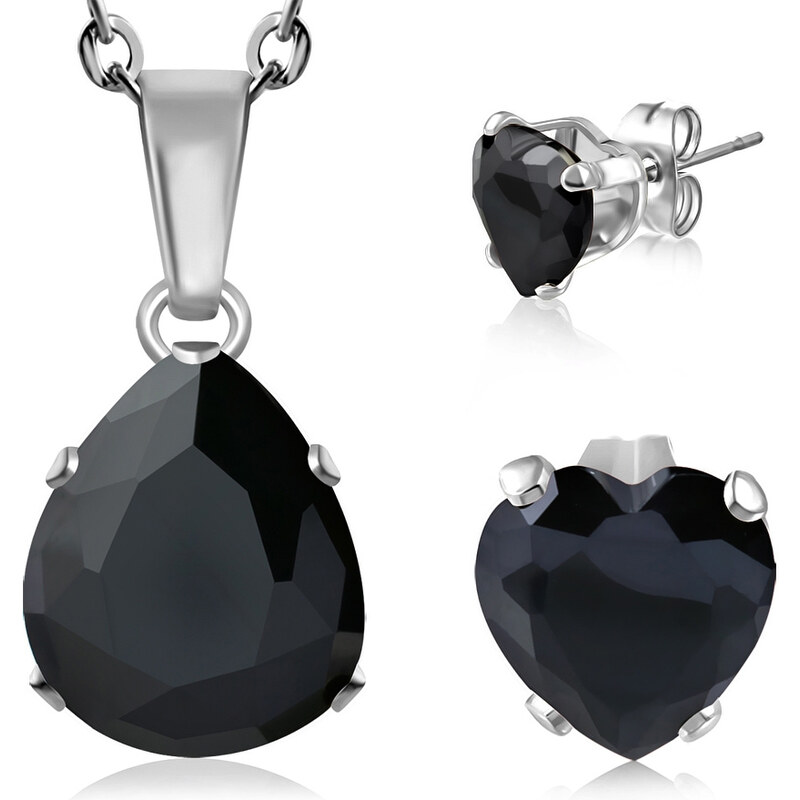 CITY STORM Set retiazka s príveskom a náušnice čierna kvapka 66889454