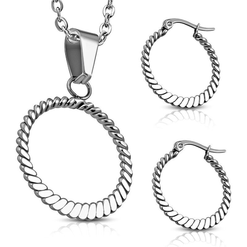 CITY STORM Set retiazka s príveskom a náušnice pletený kruh 66889458