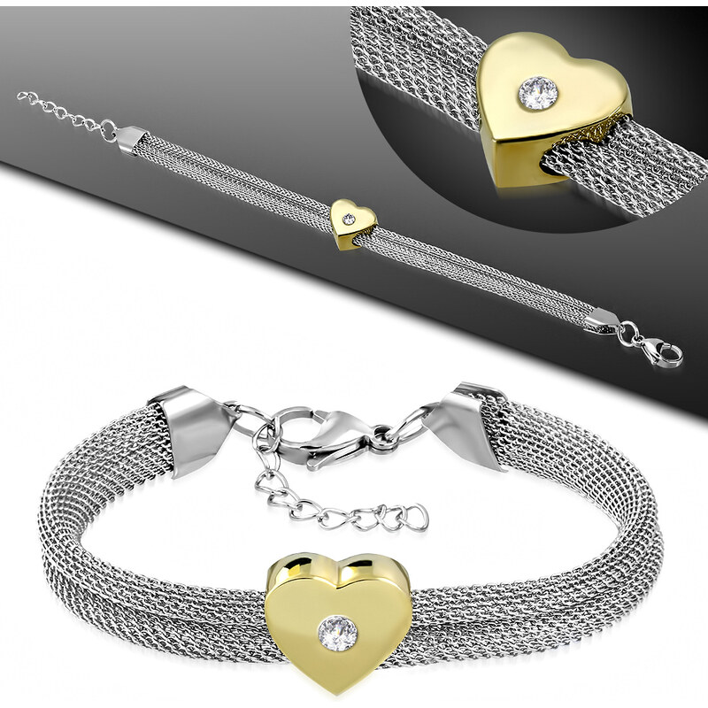 CITY STORM Náramok s plným zlatým srdiečkom 66888926