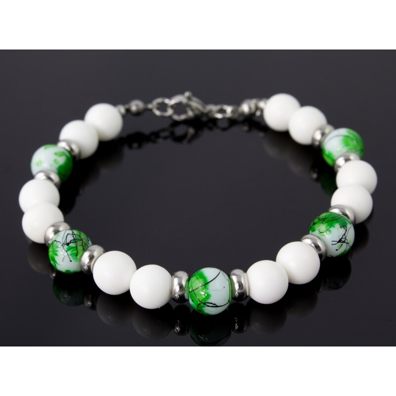 Alexis Marten Náramok dámsky z perlete gigantických mušlí zeleno-biely 66888912