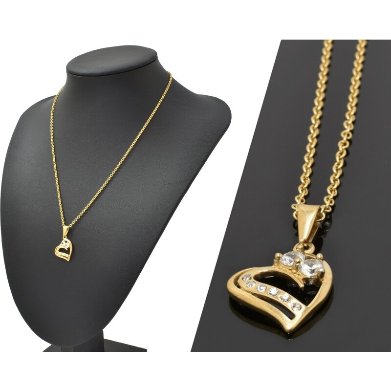 CITY STORM Dámska oceľová retiazka s príveskom zlaté srdiečko s očkami 66888645