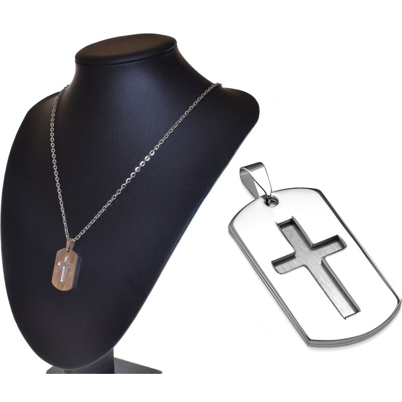 CITY STORM Oceľová retiazka s príveskom platnička a kríž - 3 cm 66888986