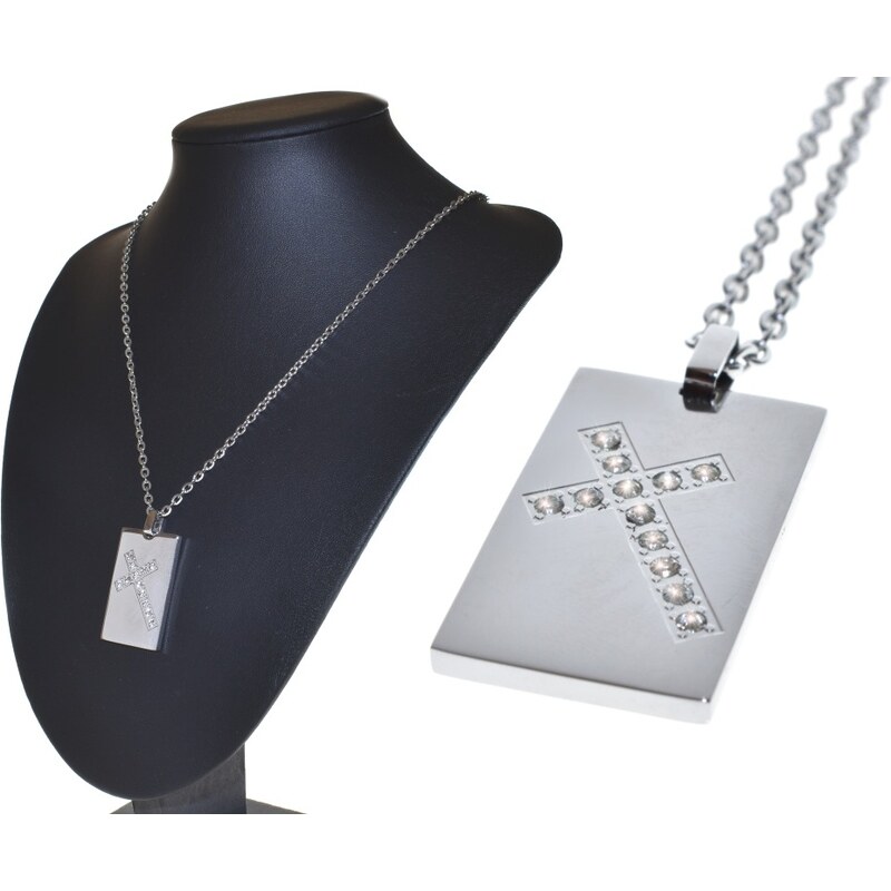 CITY STORM Oceľová retiazka s príveskom platnička s krížom z kubického 66888989