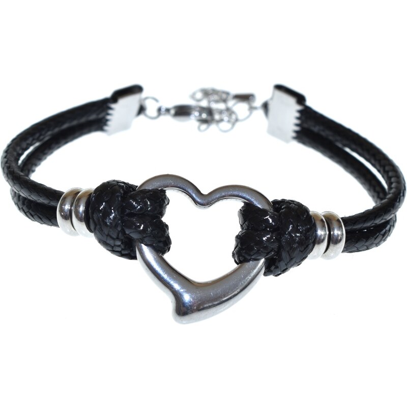 CITY STORM Náramok z textilnej šnúry so srdiečkom - čierny 66888958