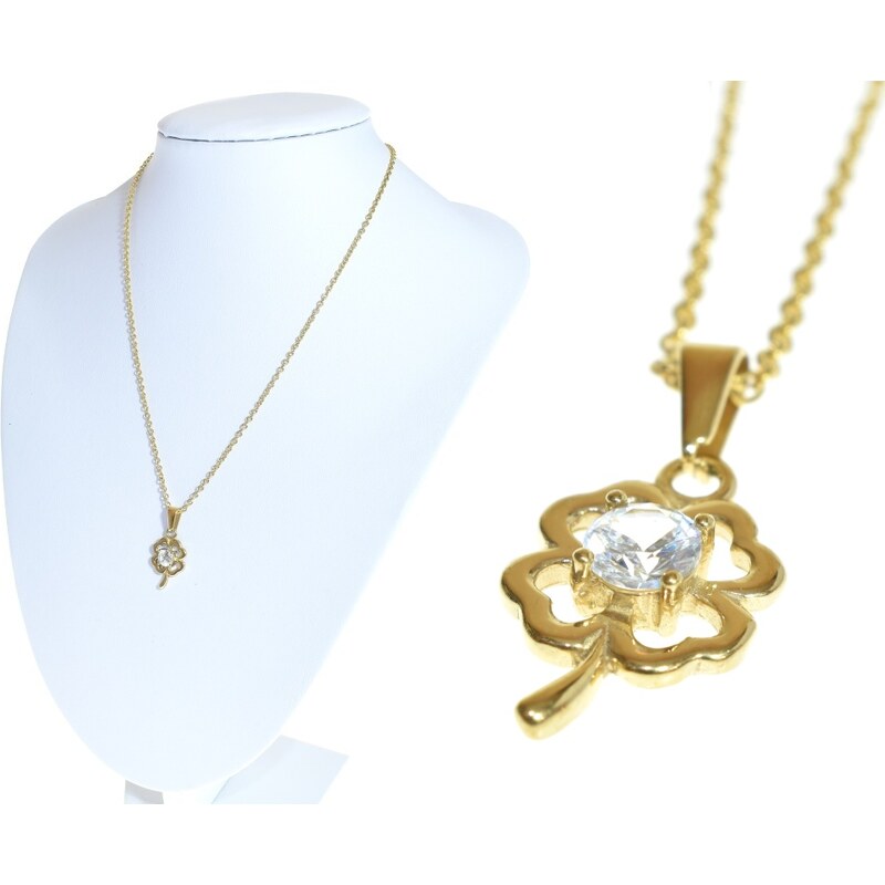 CITY STORM Retiazka s príveskom zlatý štvorlístok s očkom 66889396