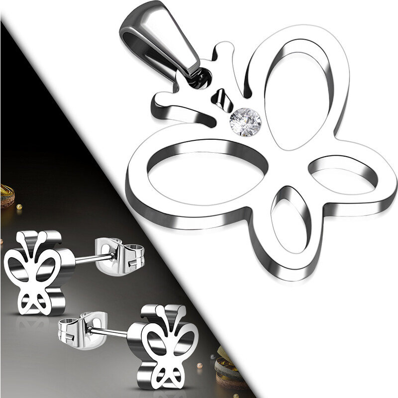 CITY STORM Dámsky set v motýľ retiazka s príveskom a náušnice - 66888841