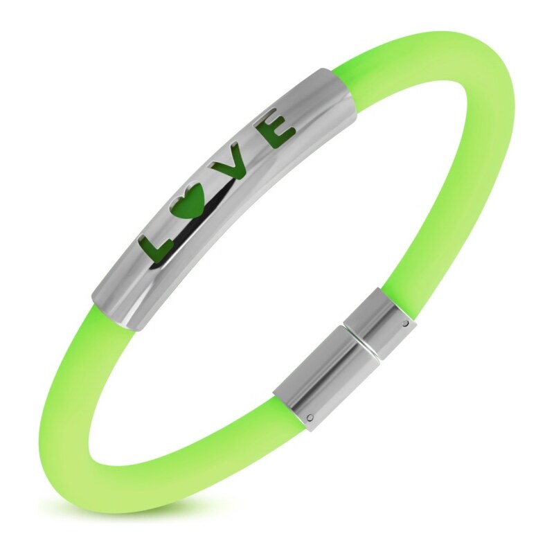 CITY STORM Dámsky silikónový náramok s ozdobou z ocele - zelený 66888851