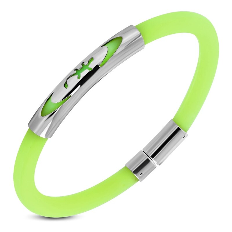 CITY STORM Dámsky silikónový náramok s ozdobou s jaštericou - zelený 66888847