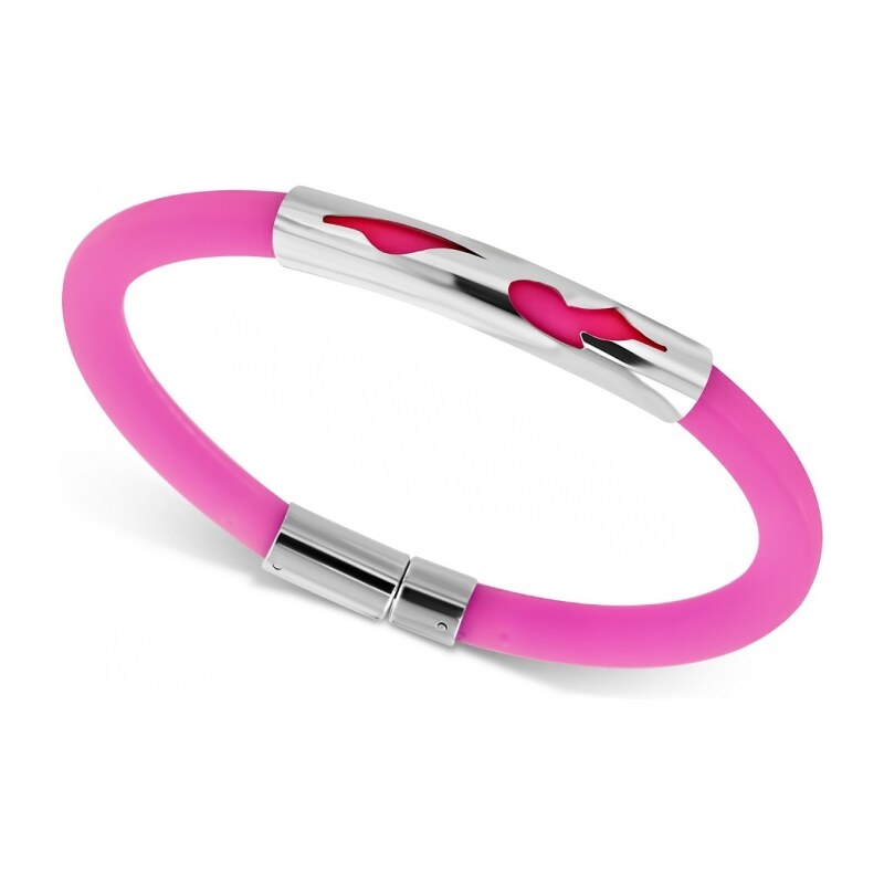 CITY STORM Dámsky silikónový náramok s ozdobou z ocele - ružový 66888850
