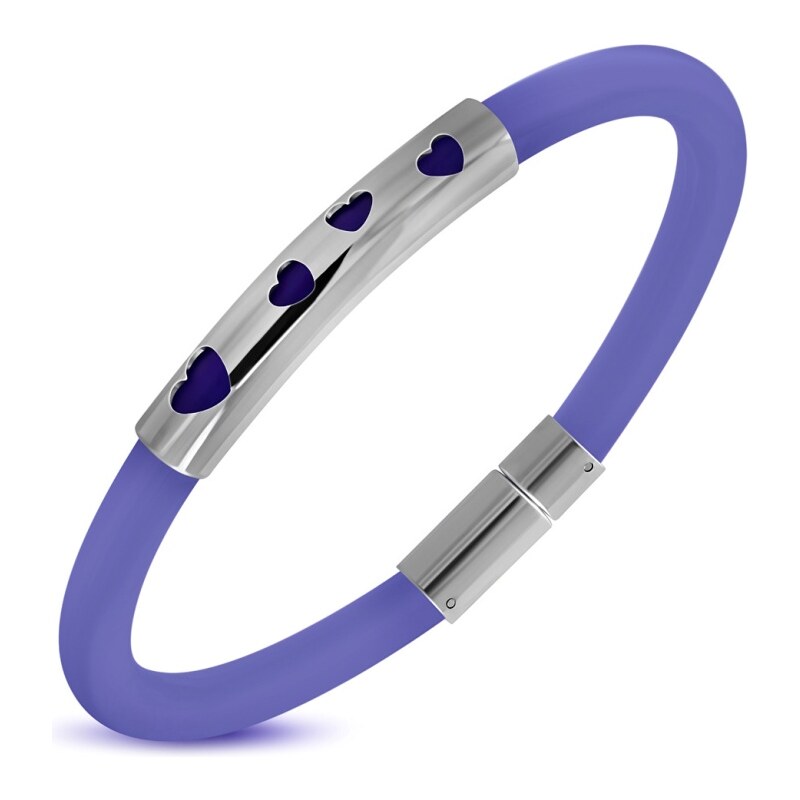 CITY STORM Dámsky silikónový náramok s ozdobou z ocele - fialový 66888848