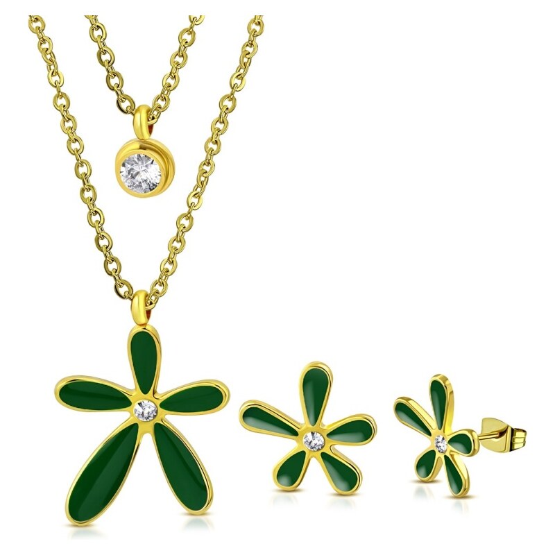 CITY STORM Dámsky set retiazka a náušnice Flora - zelený 66888831