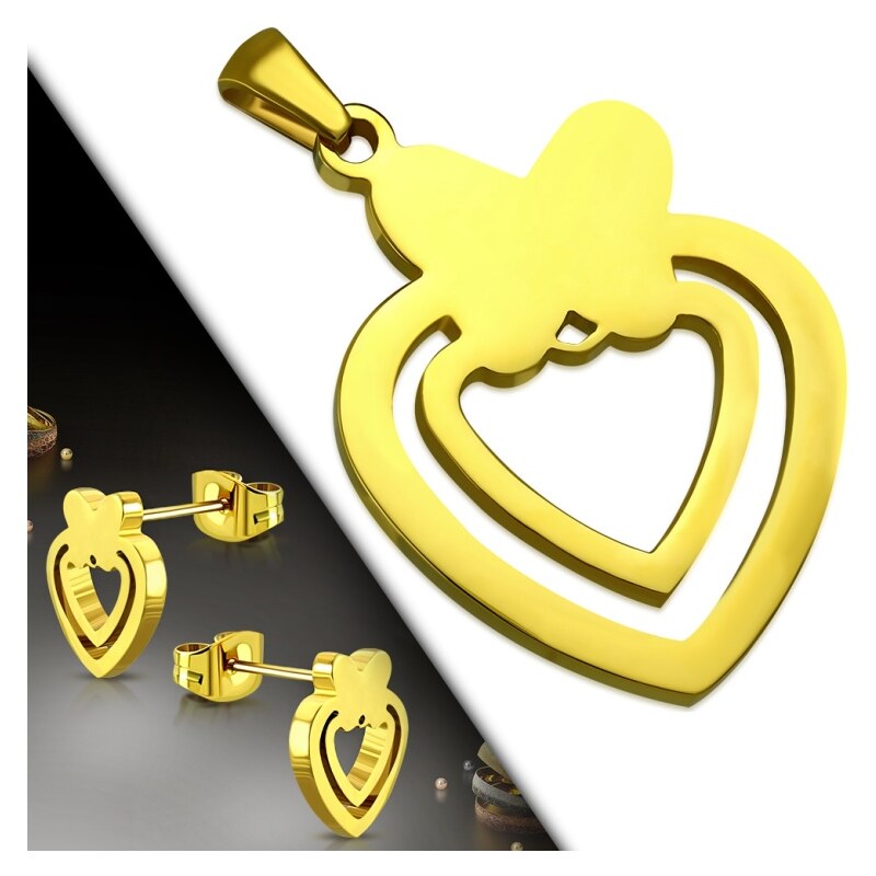 CITY STORM Dámsky oceľový set prívesok a náušnice v tvare srdca s 66888812