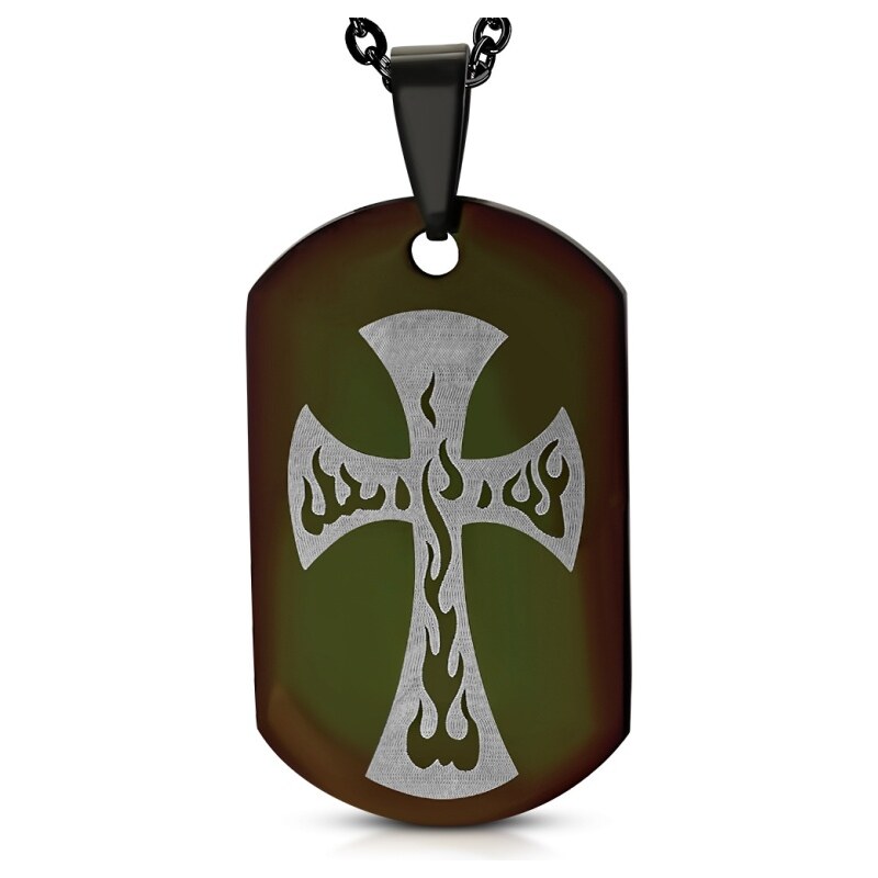 CITY STORM Pánska retiazka s príveskom platnička s horiacim krížom z 66889042