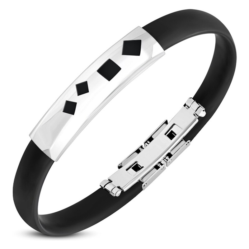 CITY STORM Pánsky silikónový náramok čierny s oceľovou ozdobou Cory 66889115