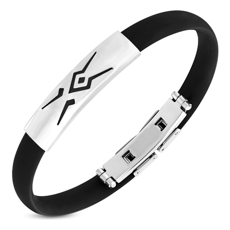 CITY STORM Pánsky silikónový náramok čierny s oceľovou ozdobou Nicky 66889116