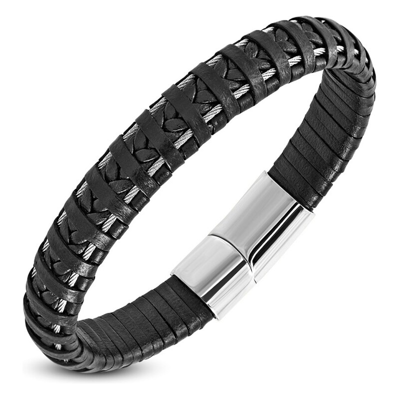 CITY STORM Pánsky náramok z eko kože a chirurgickej ocele - Napoleon 66889070