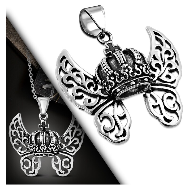 CITY STORM Pánska oceľová retiazka s príveskom kráľovská koruna s 66889019