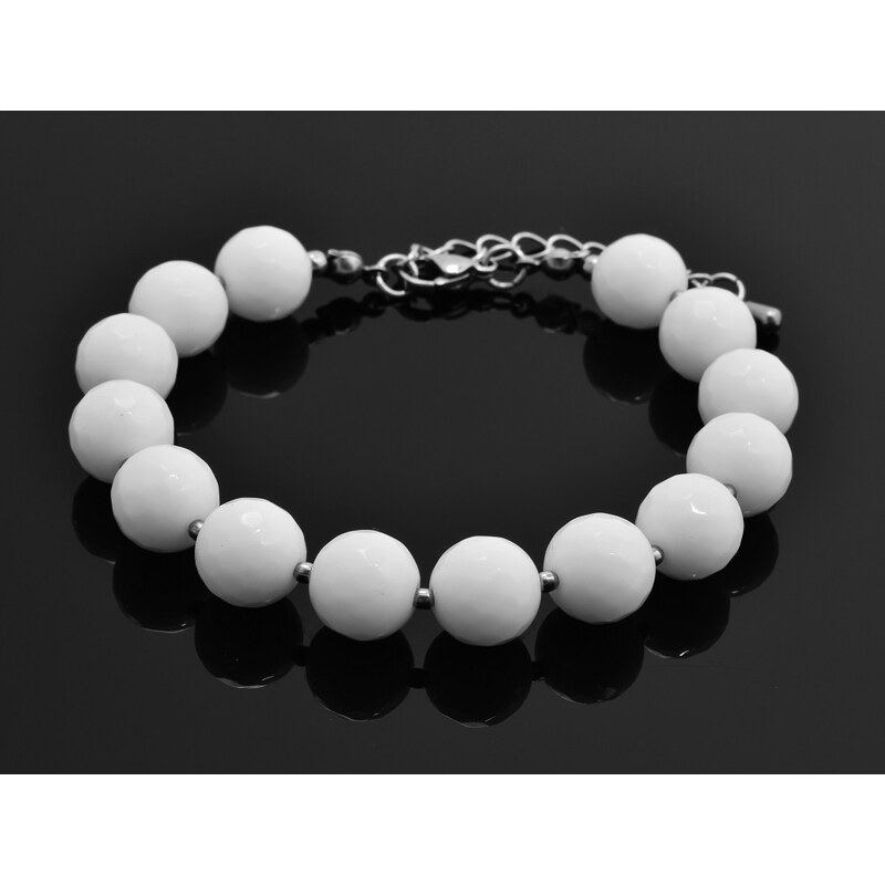 CITY STORM Dámsky náramok z brúseného polodrahokamu Jadeit - biely 66888759