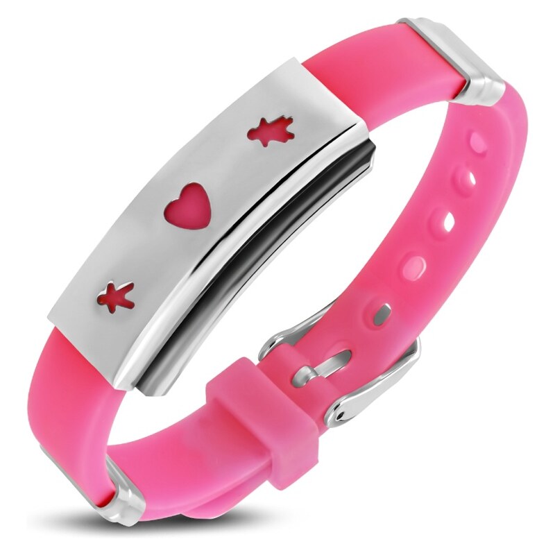 CITY STORM Silikónový náramok v kombinácií s oceľou so srdiečkom Elsa 66889468