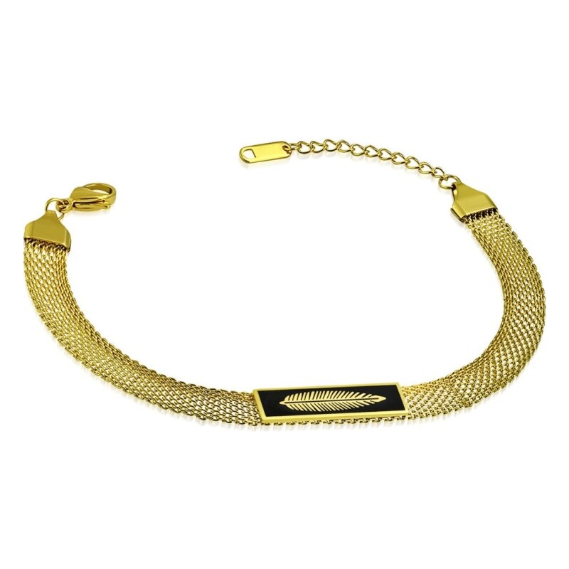 CITY STORM Dámsky oceľový náramok v zlatej farbe s pierkom 66888808