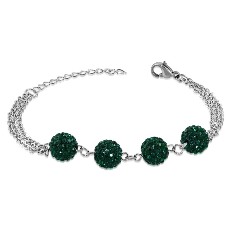 CITY STORM Dámsky oceľový náramok Shamballa smaragdovo-zelený 66888805